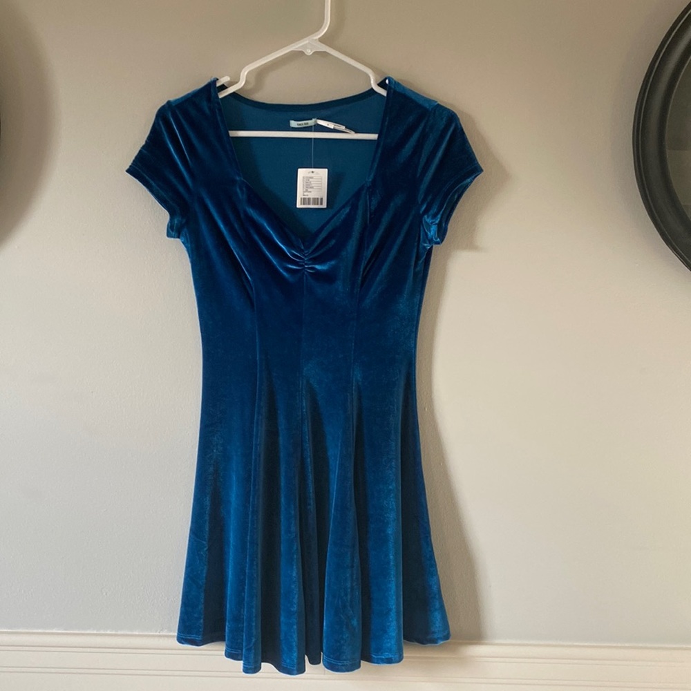 Urban Outfitters sapphire (teal blue) velvet dress